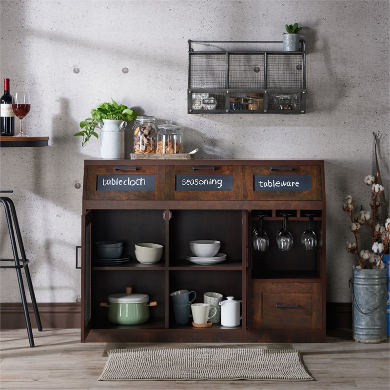 Bowery Hill Particle Board Vintage Walnut Buffet Rectangular 35.2