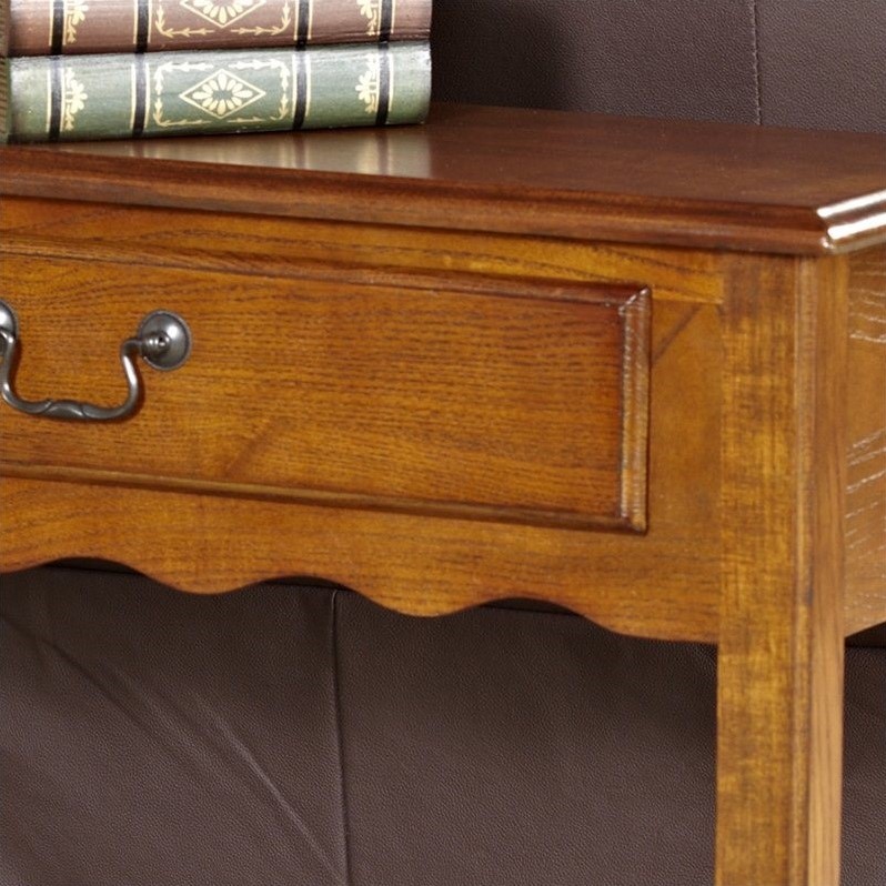 Bowery Hill Wave Console Table in Medium Oak