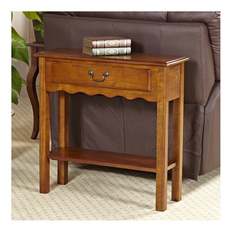 Bowery Hill Wave Console Table in Medium Oak