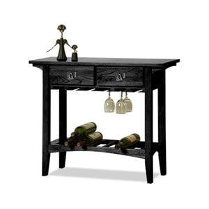 Bowery Hill Wine Stand with Storage Drawers in Black
