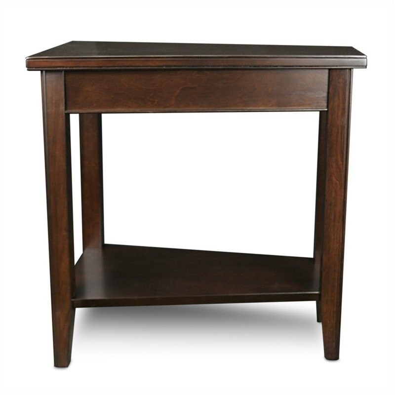 Bowery Hill Wood Chocolate Cherry Wedge Table Triangle 24