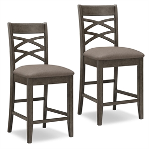 Bowery Hill Double 24&quot Crossback Counter Stool in Graystone