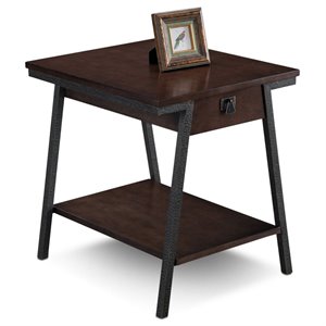 Bowery Hill Single Drawer End Table in Walnut and Foundry Bronze