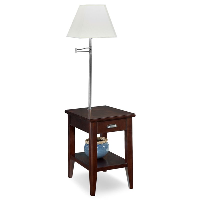 Bowery Hill Wood Chocolate Cherry End Table Square Knockdown Assembly 57