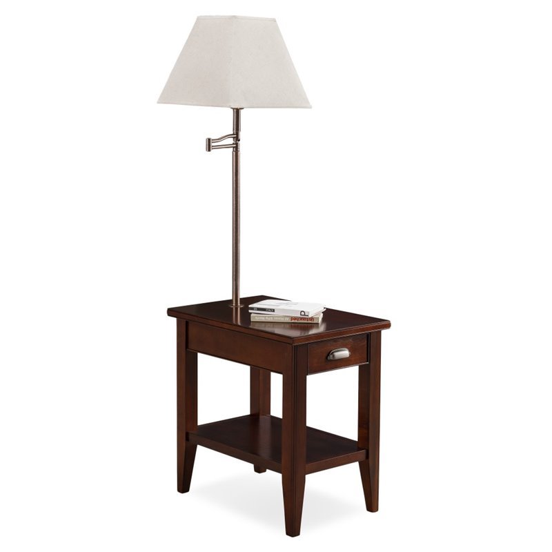 Bowery Hill Wood Chocolate Cherry End Table Square Knockdown Assembly 57