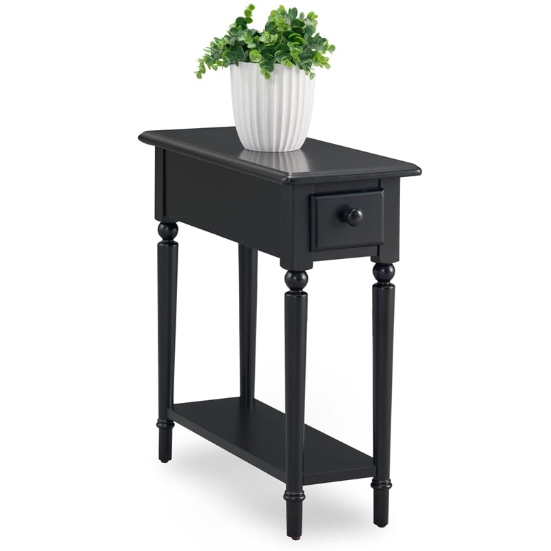 Bowery Hill End Table with Shelf in Swan Black