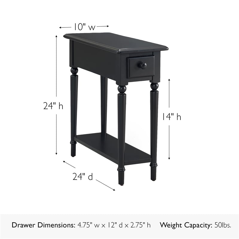 Bowery Hill End Table with Shelf in Swan Black