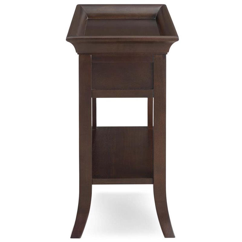 Bowery Hill Wood Chocolate Cherry End Table Rectangular Flared Tray Edge Top 24