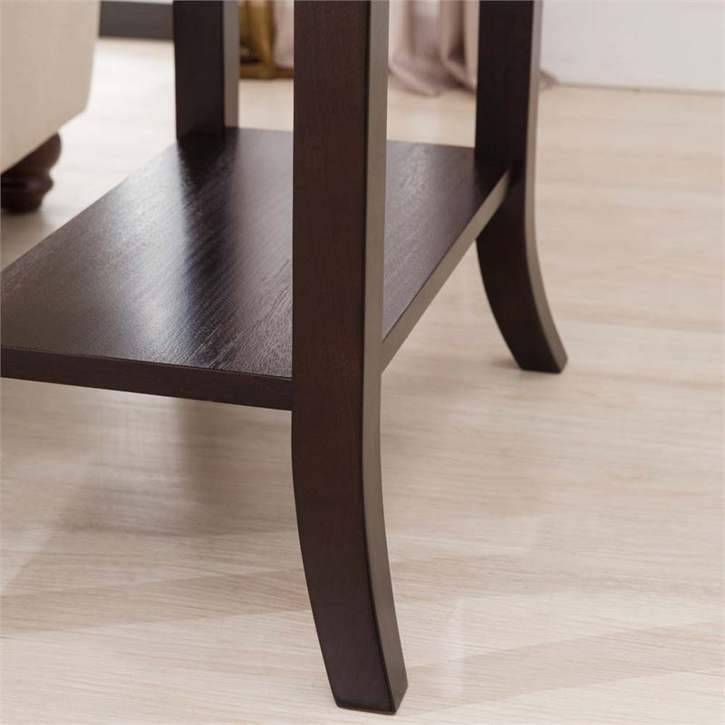 Bowery Hill Wood Chocolate Cherry End Table Rectangular Flared Tray Edge Top 24
