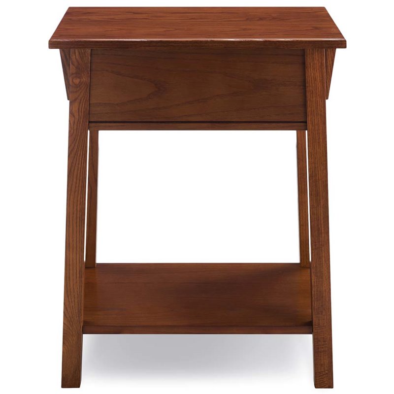 Bowery Hill Solid Ash Russet Nightstand Rectangular Lower Display Shelf 28
