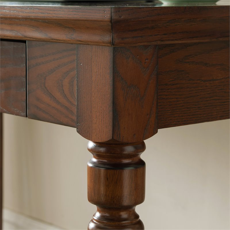 Bowery Hill Solid Wood Drop-Down Drawer Front Writing Desk in Mission Oak