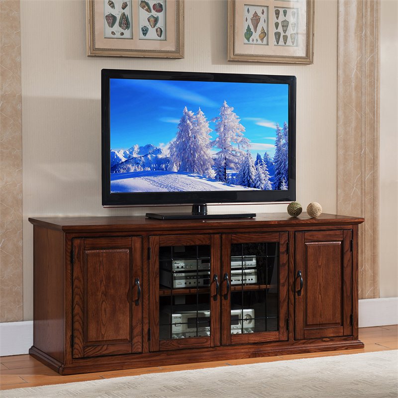 Bowery Hill Hardwood Burnished Oak TV Stand Rectangular 60