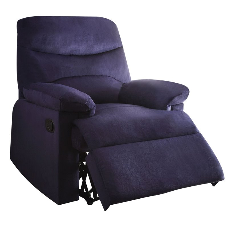 Bowery Hill Contemporary Woven Fabric/Plywood Recliner in Blue