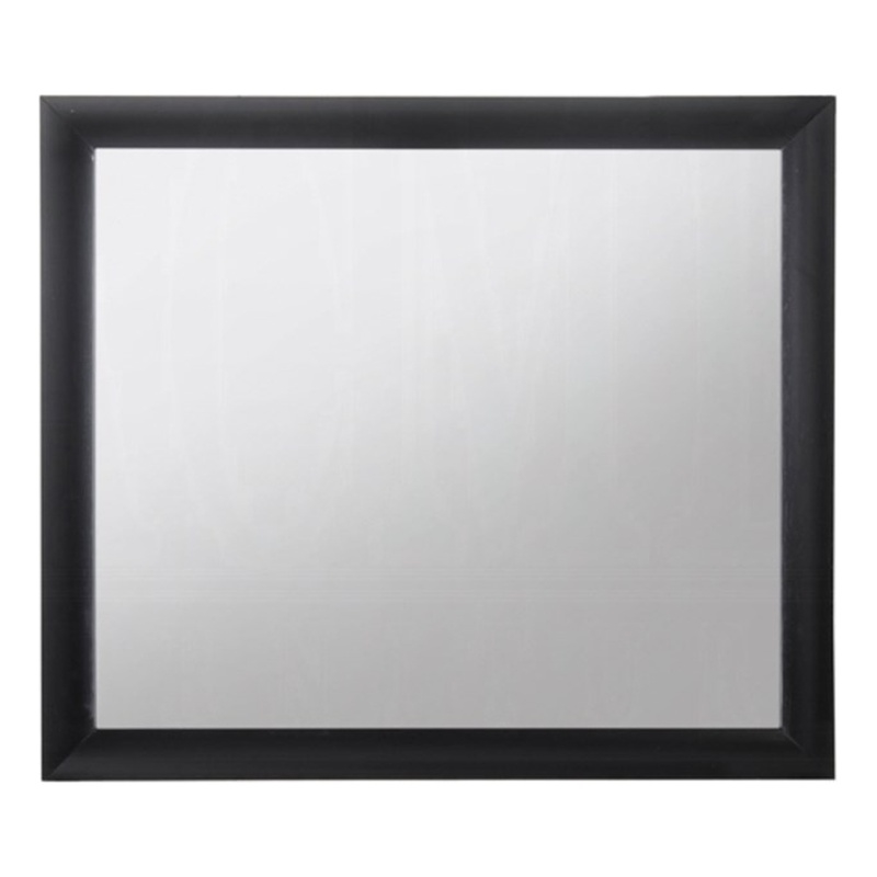 Bowery Hill Contemporary Rectangular Wood Frame Bedroom Mirror in Black