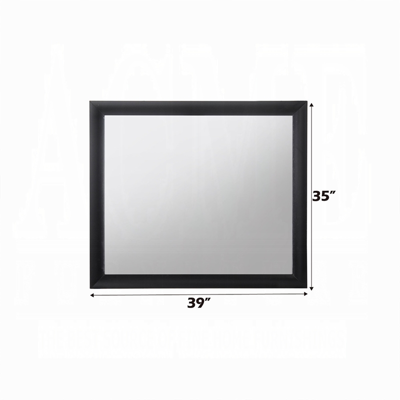 Bowery Hill Contemporary Rectangular Wood Frame Bedroom Mirror in Black