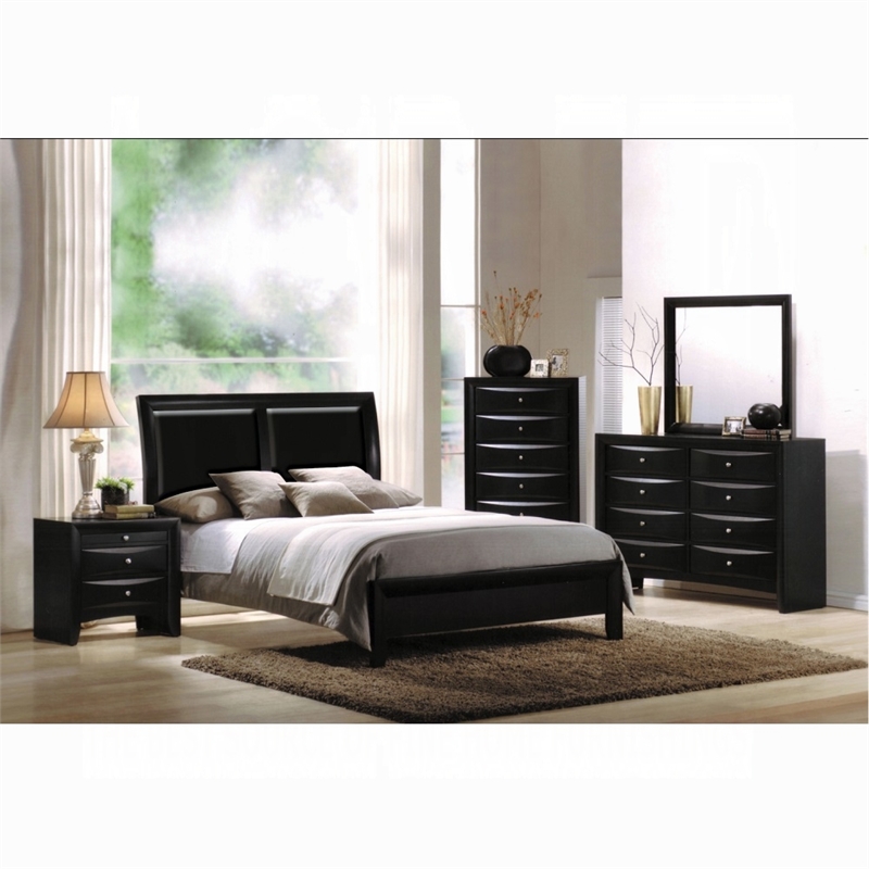 Bowery Hill Contemporary Rectangular Wood Frame Bedroom Mirror in Black