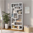 Bowery Hill MDF Wood Veneer White Bookcase Rectangular Asymmetrical 71