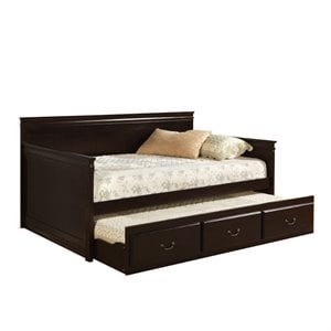 Bowery Hill Solid Wood Espresso Daybed Twin Trundle 81&quot Unassembled