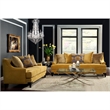 Bowery Hill Traditional Velvet Upholstered Sofa with Wood Frame in Gold