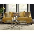 Bowery Hill Traditional Velvet Upholstered Sofa with Wood Frame in Gold