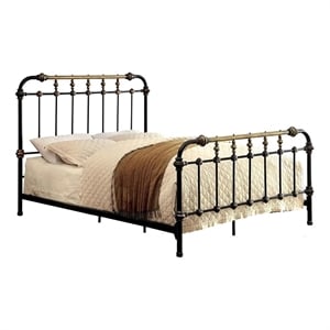Bowery Hill Metal Black Spindle Bed Rectangular 85.63&quotx80.5&quotx54.75&quot Unassembled