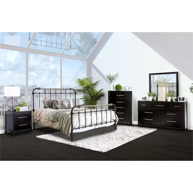 Bowery Hill Metal Black Spindle Bed Rectangular 85.63