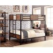 Bowery Hill Modern Steel Metal/Wood Full Over Full Bunk Bed in Black