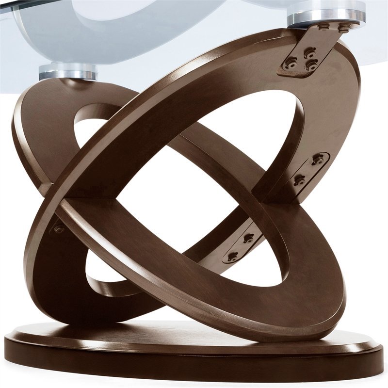 Bowery Hill Glass Top Coffee Table in Dark Walnut