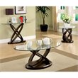 Bowery Hill Glass Top Coffee Table in Dark Walnut