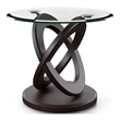 Bowery Hill Glass and Wood Walnut End Table Round Contemporary 22.25