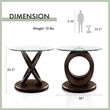 Bowery Hill Glass and Wood Walnut End Table Round Contemporary 22.25