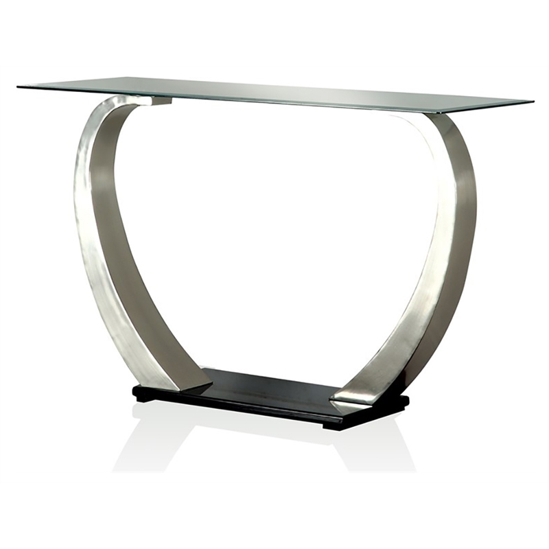Bowery Hill Metal Gray Console Table Rectangular Sleek Design