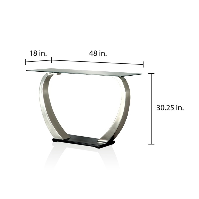 Bowery Hill Metal Gray Console Table Rectangular Sleek Design