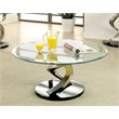 Bowery Hill Round Glass Top Coffee Table in Satin