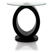 Bowery Hill Glass Wood Black End Table Round Contemporary 21.88