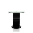 Bowery Hill Glass Wood Black End Table Round Contemporary 21.88