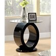 Bowery Hill Glass Wood Black End Table Round Contemporary 21.88
