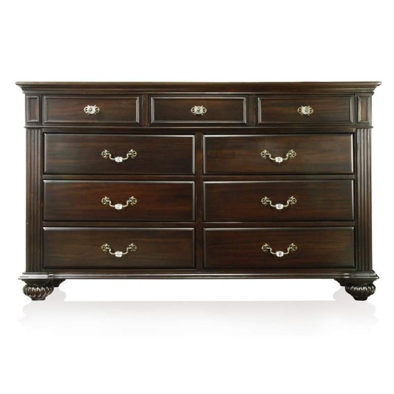 Bowery Hill Solid Wood Dark Walnut Horizontal Dresser Rectangular 64