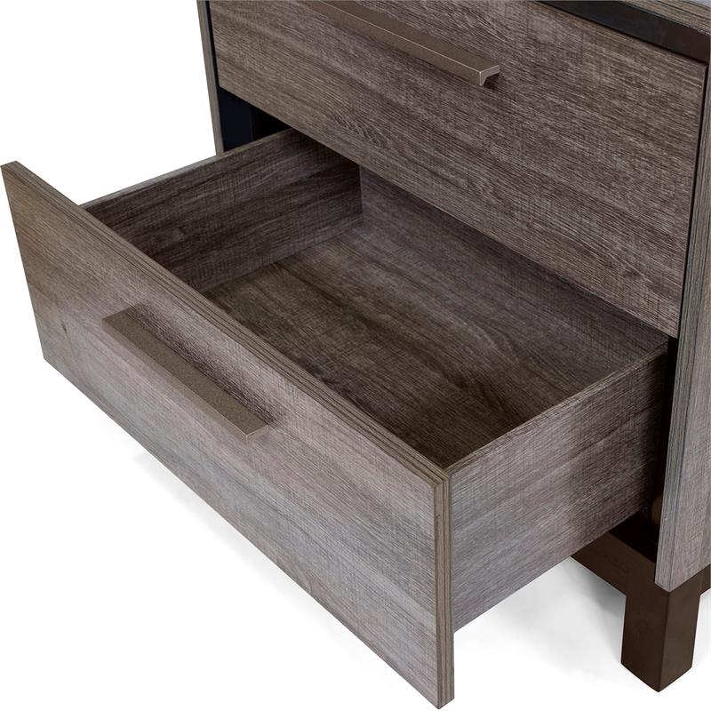 Bowery Hill 2 Drawers Contemporary Wood Nightstand in Antique Gray