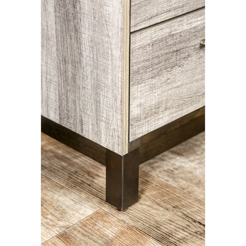 Bowery Hill 2 Drawers Contemporary Wood Nightstand in Antique Gray