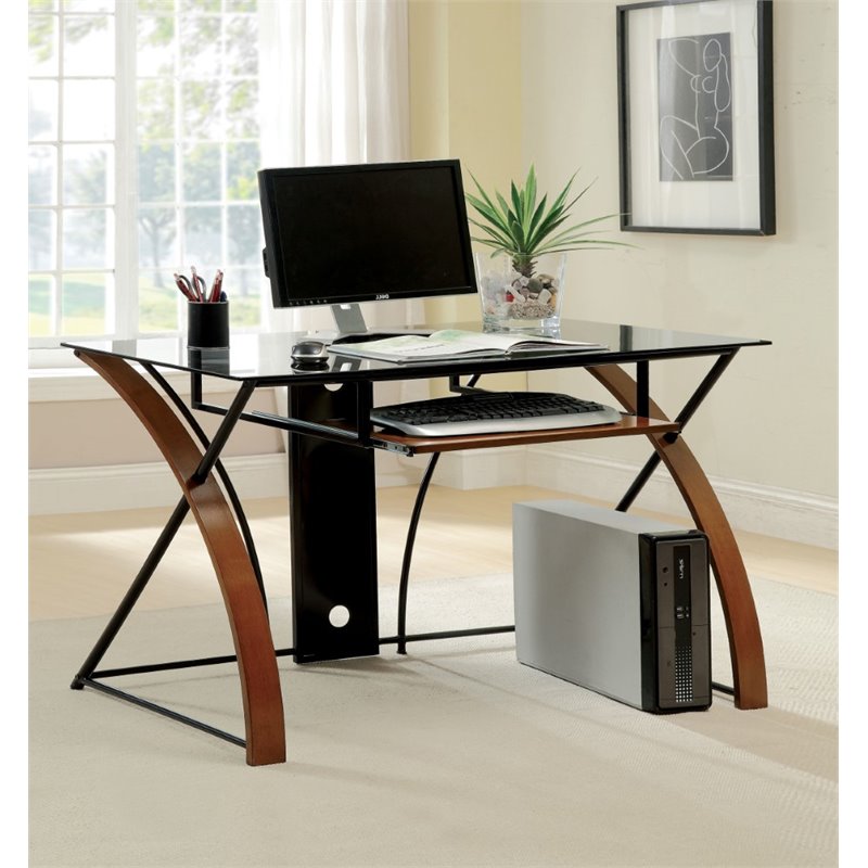 Bowery Hill Computer Desk in Oak and Black