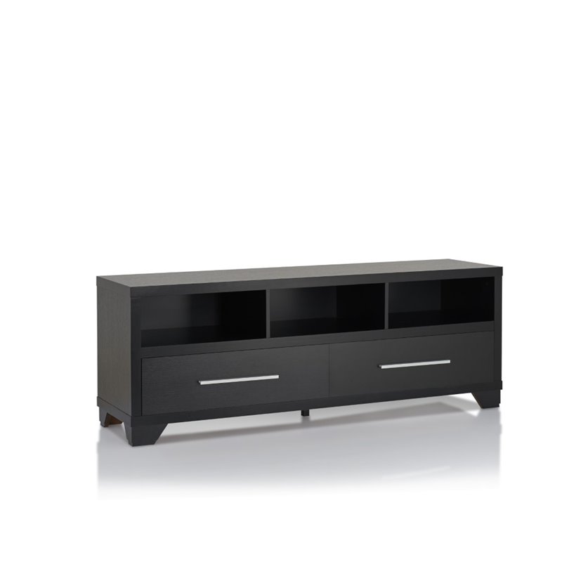 Bowery Hill Wood Black TV Stand Rectangular 60