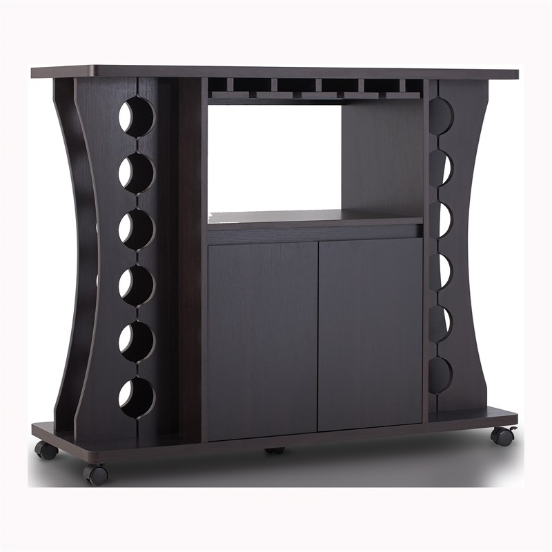 Bowery Hill Wine Rack with Casters in Espresso