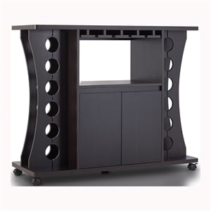 Bowery Hill Wine Rack with Casters in Espresso