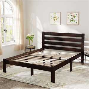 Bowery Hill Transitional Wood Queen Panel Bed in Espresso Brown