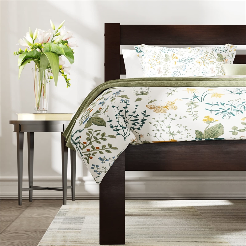 Bowery Hill Transitional Wood Queen Panel Bed in Espresso Brown