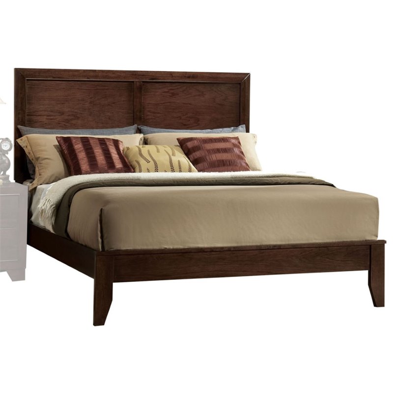 Bowery Hill Farmhouse Wood King Panel Bed with Laminate Drawer in Espresso