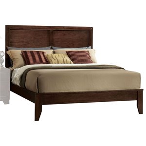 Bowery Hill Farmhouse Wood King Panel Bed with Laminate Drawer in Espresso