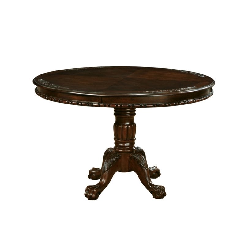 Bowery Hill Solid Wood Brown Cherry Dining Table Round 47.5