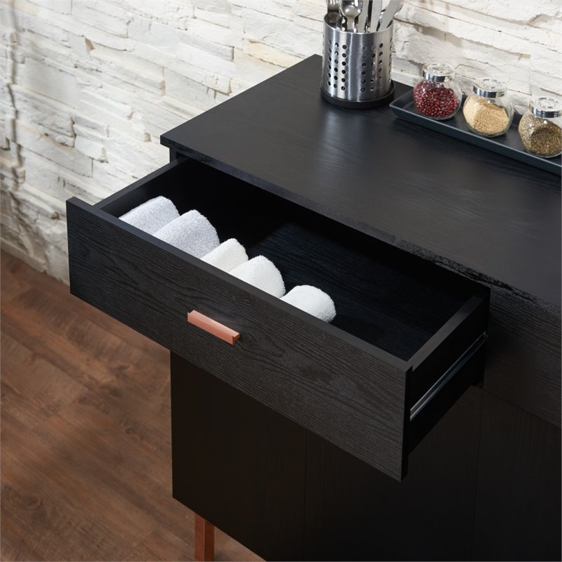 Bowery Hill MDF Black Buffet Table Rectangular 47.3